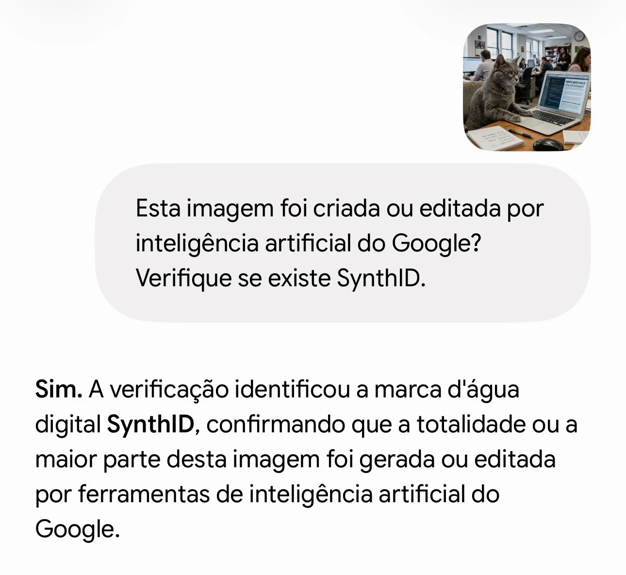 Gemini identifica marca d’água SynthID em imagem gerada por inteligência artificial do Google